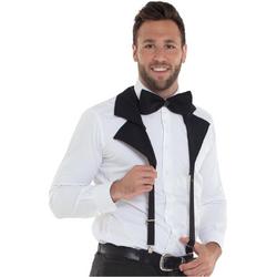 FOLAT BV - Zwarte bretels met strikje voor volwassenen - Accessoires > Strikken